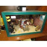 ILLUMINATED DOLL'S HOUSE MINIATURE ROOM SCENE WITH ARTIST AND OTHER CONTENTS