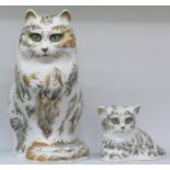 TWO ROYAL CROWN DERBY PAPERWEIGHTS - 'FIFI' MMXIII WITH GOLD STOPPER AND 'MILLIE KITTEN' MMXIII WITH