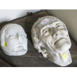 PAINTED PLASTER WALL MASK OF MAN AND ONE OTHER OF WOMEN