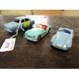 THREE VINTAGE DINKY TOY MODEL VEHICLES - FORD ZEPHYR, ASTON MARTIN AND TRIUMPH TR2