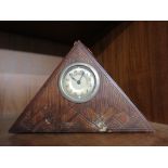 OAK CASED MANTLE CLOCK, ONE OTHER MANTLE CLOCK AND GLASS DOME CLOCK
