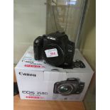 BOXED CANON EOS 350D WITH CABLES, MANUAL AND BATTERIES (NO LENS)