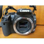 CANON 400D SLR DIGITAL CAMERA WITH 18-55MM LENS, BATTERY GRIP, NIKON CAMERA BAG AND TELESCOPE