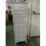 TALL AND NARROW CHEST OF SEVEN DRAWERS IN WHITE FINISH