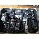 TWO PLASTIC BOXES OF ASSORTED CAMERAS (MAINLY 35MM FILM CAMERAS)