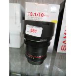 BOXED SAMYANG T3.1/10MM ED AS NCS CS CINE LENS (VDSLR / CANON)