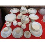 ROYAL DOULTON 'HAMPTON COURT' DINNER AND TEA WARE INCLUDING LIDDED TUREENS, GRAVY BOAT, CUPS AND