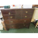 MAHOGANY CHEST OF TWO SHORT OVER THREE LONG DRAWERS (A/F)