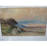 FRAMED AND GLAZED MOUNTED WATERCOLOUR OF COASTAL SCENE SIGNED W J WADHAM LOWER LEFT, TOGETHER WITH