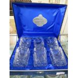 GLENCAIRN CRYSTAL STUDIO SCOTLAND BOXED SET OF SIX TUMBLERS MARKED QE2