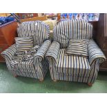 PAIR OF ARMCHAIRS WITH STRIPED UPHOLSTERY