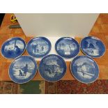 SEVEN ROYAL COPENHAGEN CHRISTMAS PLATES