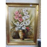 FRAMED STILL LIFE OIL ON CANVAS OF FLOWERS, SIGNED LOWER RIGHT