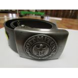 LEATHER BELT WITH BUCKLE MOUNTED WITH THIRD REICH INSIGNIA