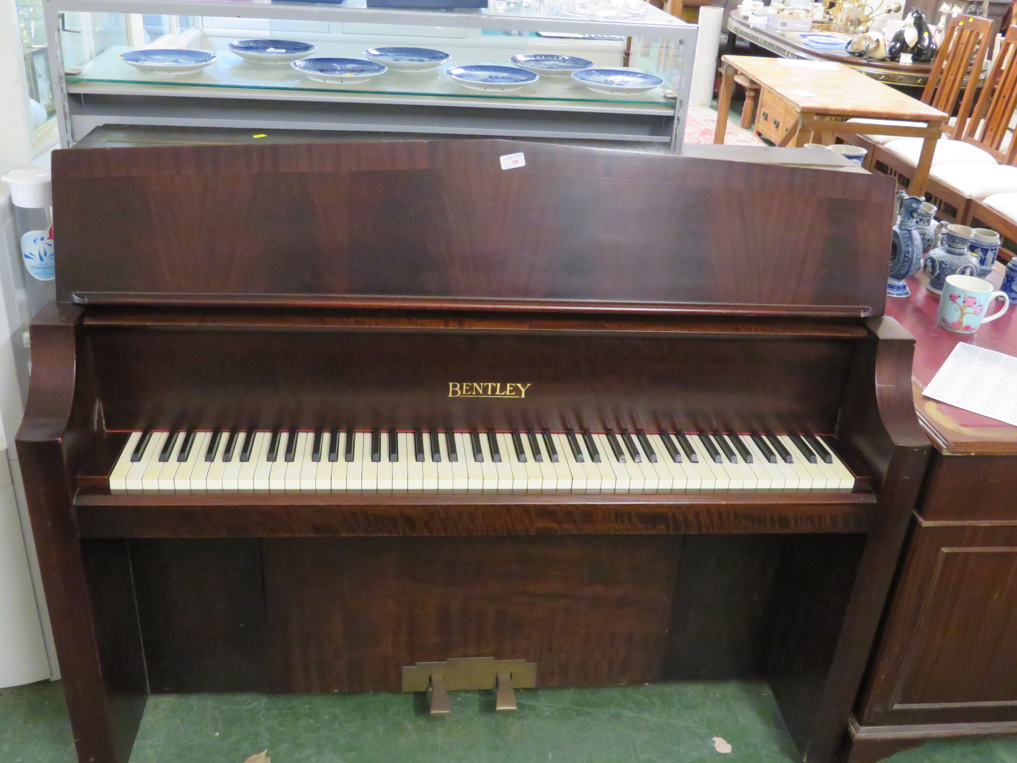 BENTLEY UPRIGHT PIANO IN MAHOGANY VENEERED CASE