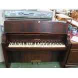 BENTLEY UPRIGHT PIANO IN MAHOGANY VENEERED CASE