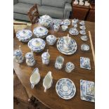 MATCHED DINNER, TEA AND COFFEE SERVICE, WHITE WITH BLUE DRAGON PATTERN ITEMS BY CAULDON, BOOTHS