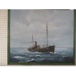 OIL ON BOARD OF FISHING TRAWLER, SIGNED JEFFRIES LOWER RIGHT (PROVENANCE - GIFT TO VENDOR FROM