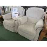 G-PLAN MANUAL RECLINER IN OATMEAL UPHOLSTERY AND MATCHING ARMCHAIR