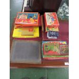 SELECTION OF VINTAGE GAMES INCLUDING TABLETOP CROQUET, LITTLE WORD MAKER, TELL ME, BLOW FOOTBALL,