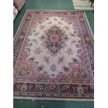 HOUSE OF FRASER KASHMIR CREAM GROUND RECTANGULAR RUG WITH FOLIATE MEDALLIONS IN PINK AND BROWN