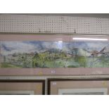 PANORAMIC WATERCOLOUR, FRAMED AND GLAZED