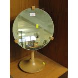 ERCOL CIRCULAR DRESSING TABLE MIRROR ON LIGHT ELM FRAME