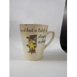 ASHTEAD POTTERY CHRISTOPHER ROBIN NURSERY SET MUG NO 2 'COS IT HAD A LABEL ON, SAYING HUNNY' (A/F)