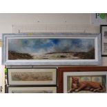 OIL ON BOARD PANORAMIC SEASCAPE IN WHITE AND GREY FRAME