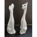 SLENDER-NECKED PORCELAIN ORNAMENTS OF CAT AND DOG, EACH WITH CAPO DI MONTE MARK