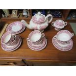 SPODE 'PINK RHINE' PART TEA SET