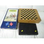 MAH JONG SET WITH PLASTIC TILES, FOLDING BACKGAMMON BOARD AND STATEGO BOARD GAME