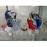 MDINA GLASS ELEPHANTS, ROYAL CRYSTAL ROCK ELEPHANT AND OTHER VARIOUS GLASS ELEPHANTS (SOME BEARING