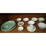 VARIOUS MODERN CHINESE STYLE RICE BOWLS, TEA BOWLS AND PLATES