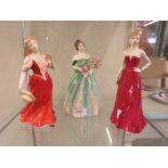 THREE ROYAL DOULTON FIGURINES - 'ABIGAIL' HN4664, 'HAPPY BIRTHDAY' HN3660 AND 'STROLLING' HN3755