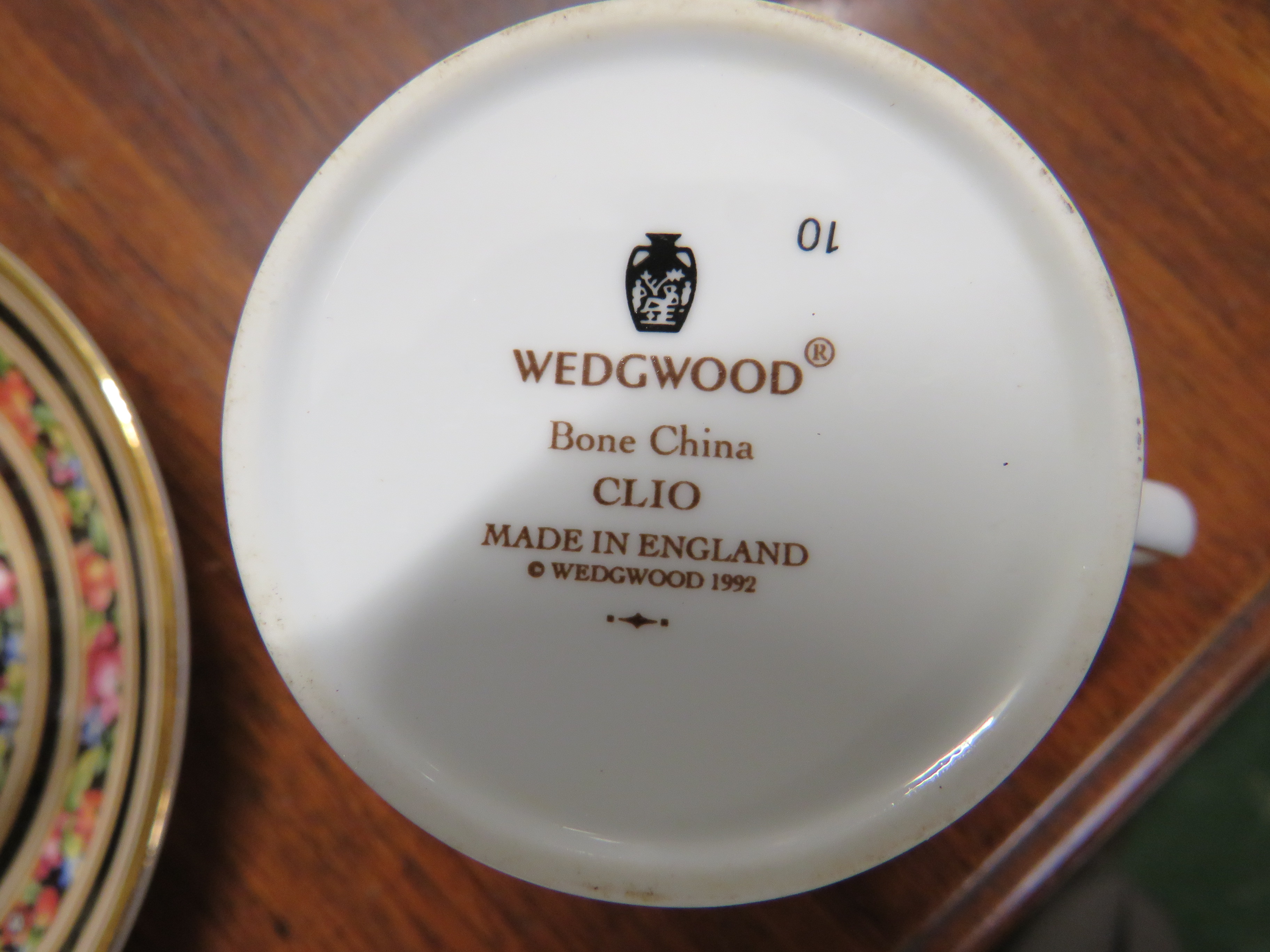 WEDGWOOD 'CLIO' MANTLE CLOCK, DINNER PLATES, SIDE PLATES AND SIX COFFEE CUPS AND SAUCERS - Image 2 of 2