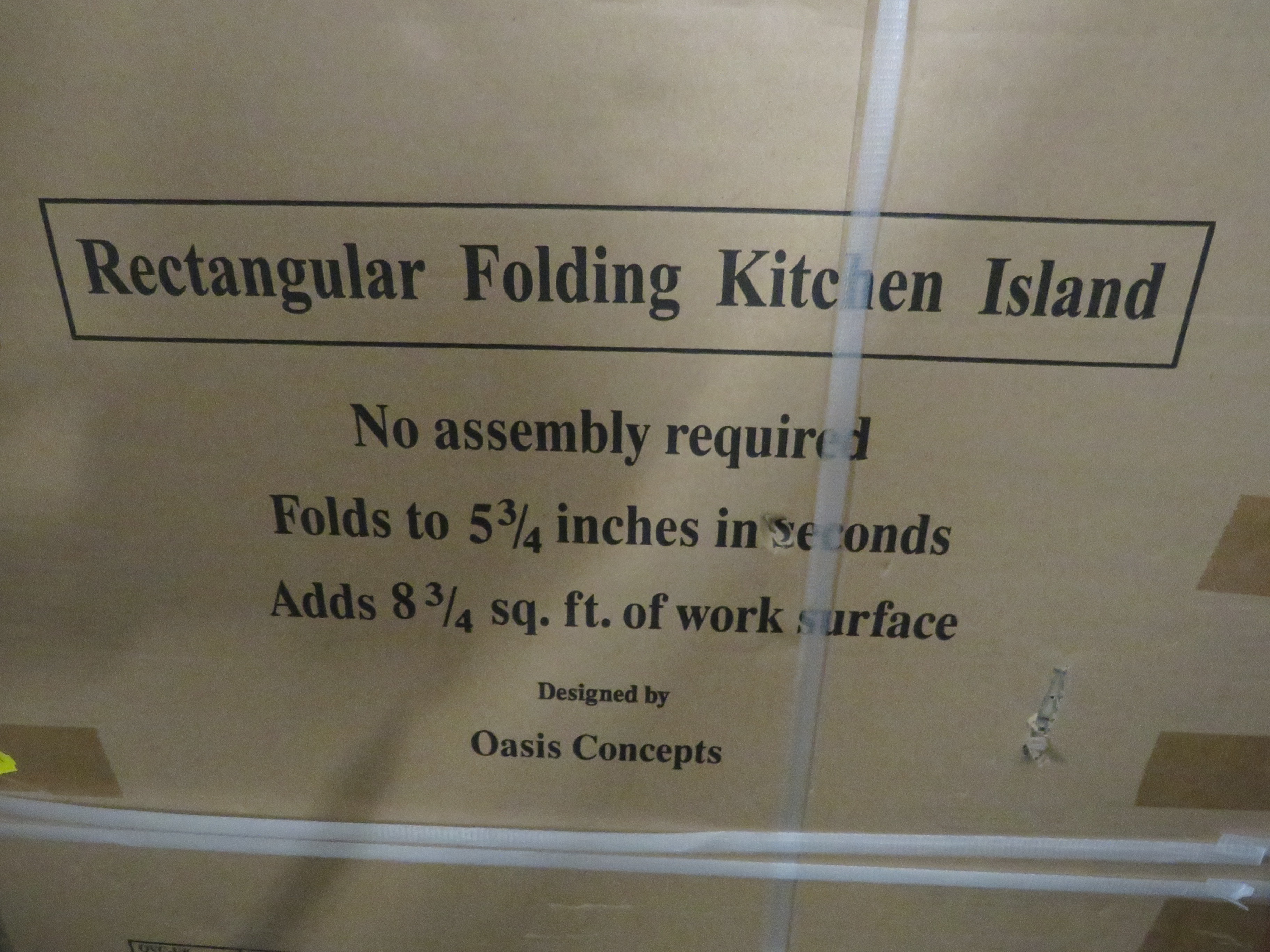 RECTANGULAR FOLDING KITCHEN ISLAND (UNASSEMBLED AND BOXED) - Image 2 of 2