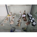 SMALL CERAMIC RABBITS, PANDA BEARS, KANGAROOS AND FAWNS (SOME MARKED SZEILER)