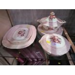 SIX MASON'S 'PAYNSLEY' DINNER PLATES, TWO LIDDED TUREENS AND TWO SERVING DISHES