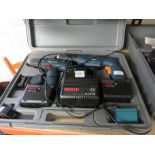 BOSCH GSB 12VES-2 AND GSR 12VES-2 CORDLESS DRILLS WITH BATTERY PACKS IN CASE