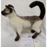 Unboxed Steiff Kiki Cat with ear tag, together with purchase receipt dated 2016 for £108