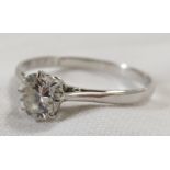 **Payment in person or by bank transfer only**Solitaire diamond engagement ring, white metal shank