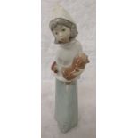 LLadro porcelain figure of girl carrying chicken, height 19.5cm