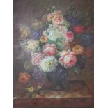 Continental School (20th century) - still life of flowers in vase, oil on canvas, signed G