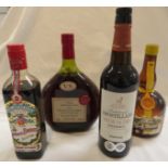 Vieil Armagnac V. S. 100cl, Amontillado medium dry sherry, Marnier Lapostolle and Creme de Cassis