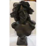 Bronzed bust of woman, labelled Judith Par Goyeau, signed Goyeau, height 46.5cm