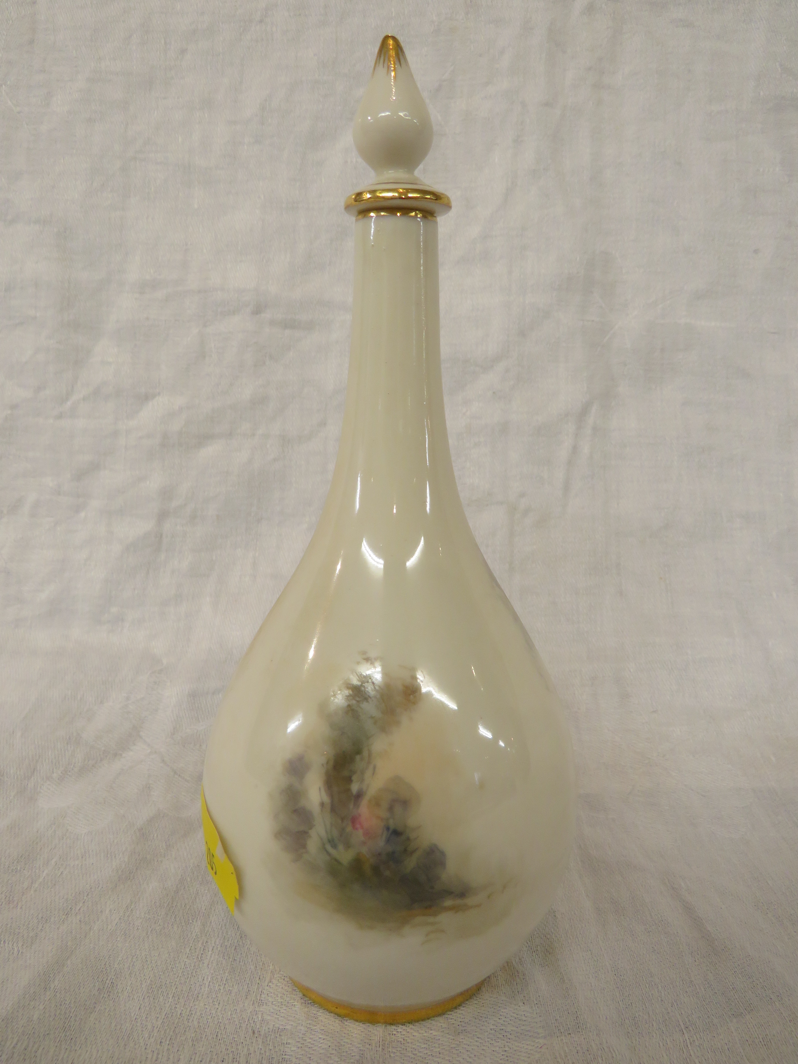 Royal Worcester porcelain stoppered bottle vase, painted with male and female pheasant in - Image 2 of 8