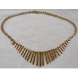 **Payment in person or by bank transfer only**9 carat gold necklace with graduated bar pendants,