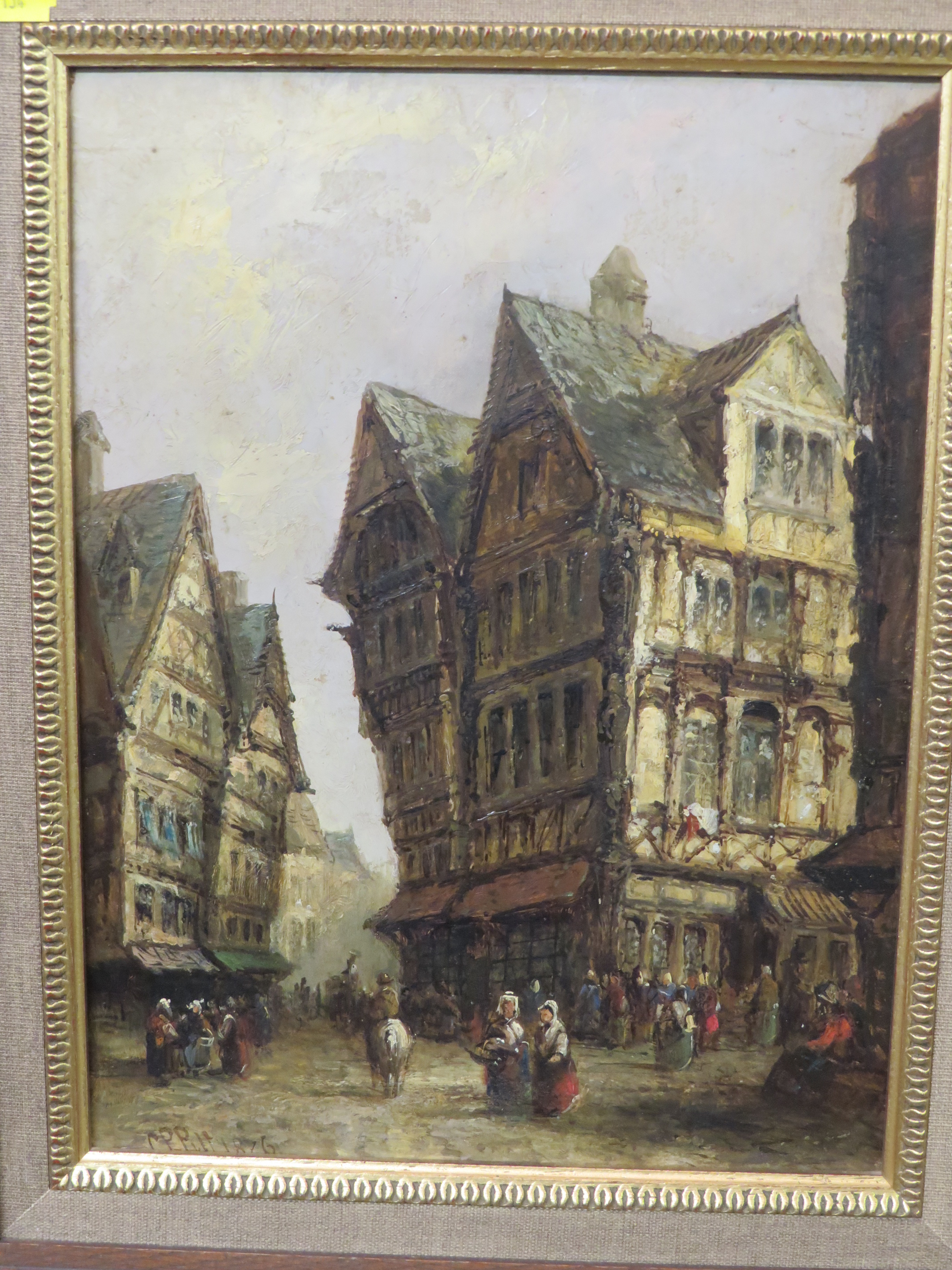 William Pitt (British School, 19th century) - a busy continental town street scene, oil on board - Image 3 of 3