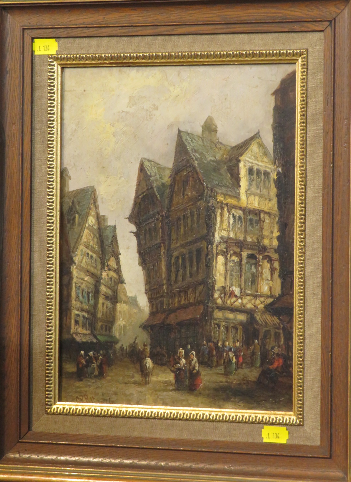 William Pitt (British School, 19th century) - a busy continental town street scene, oil on board - Image 2 of 3